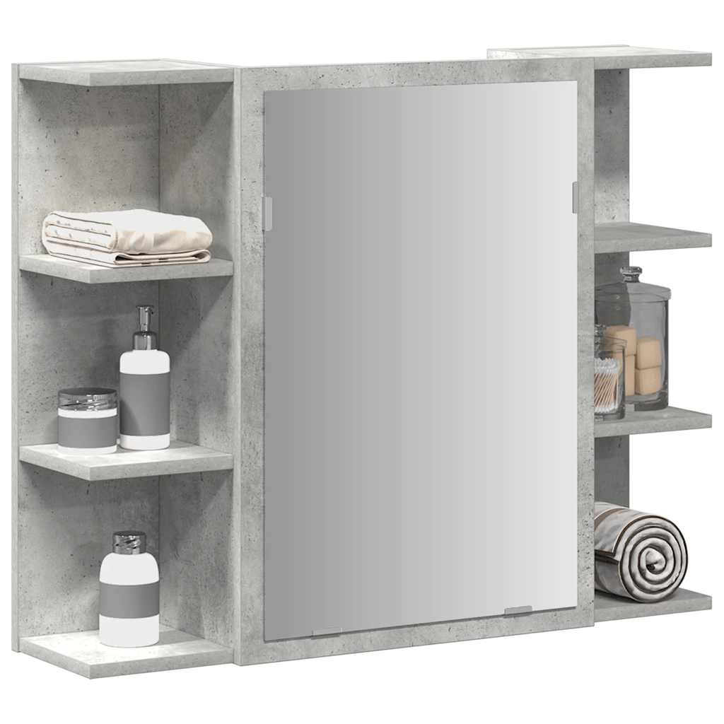 Bathroom mirror cabinet concrete grey 80x20.5x64 cm wood material