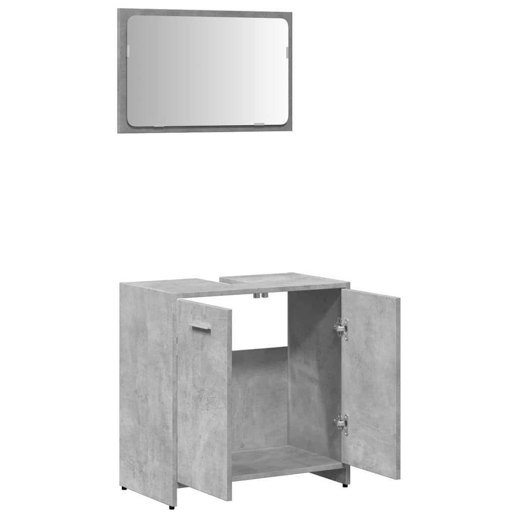 Bathroom Cabinet with Mirror Concrete Gray Wood Material