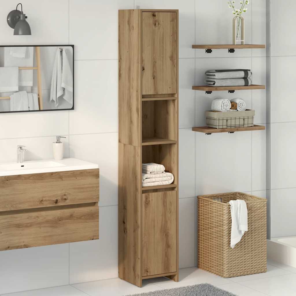 Artisan oak bathroom cabinet 30x30x183.5 cm made of wood material