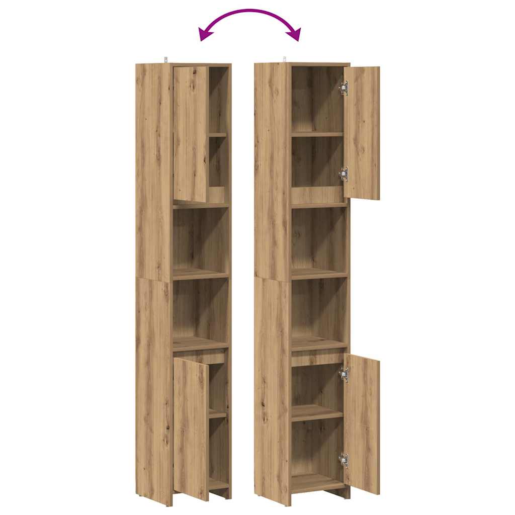 Artisan oak bathroom cabinet 30x30x183.5 cm made of wood material