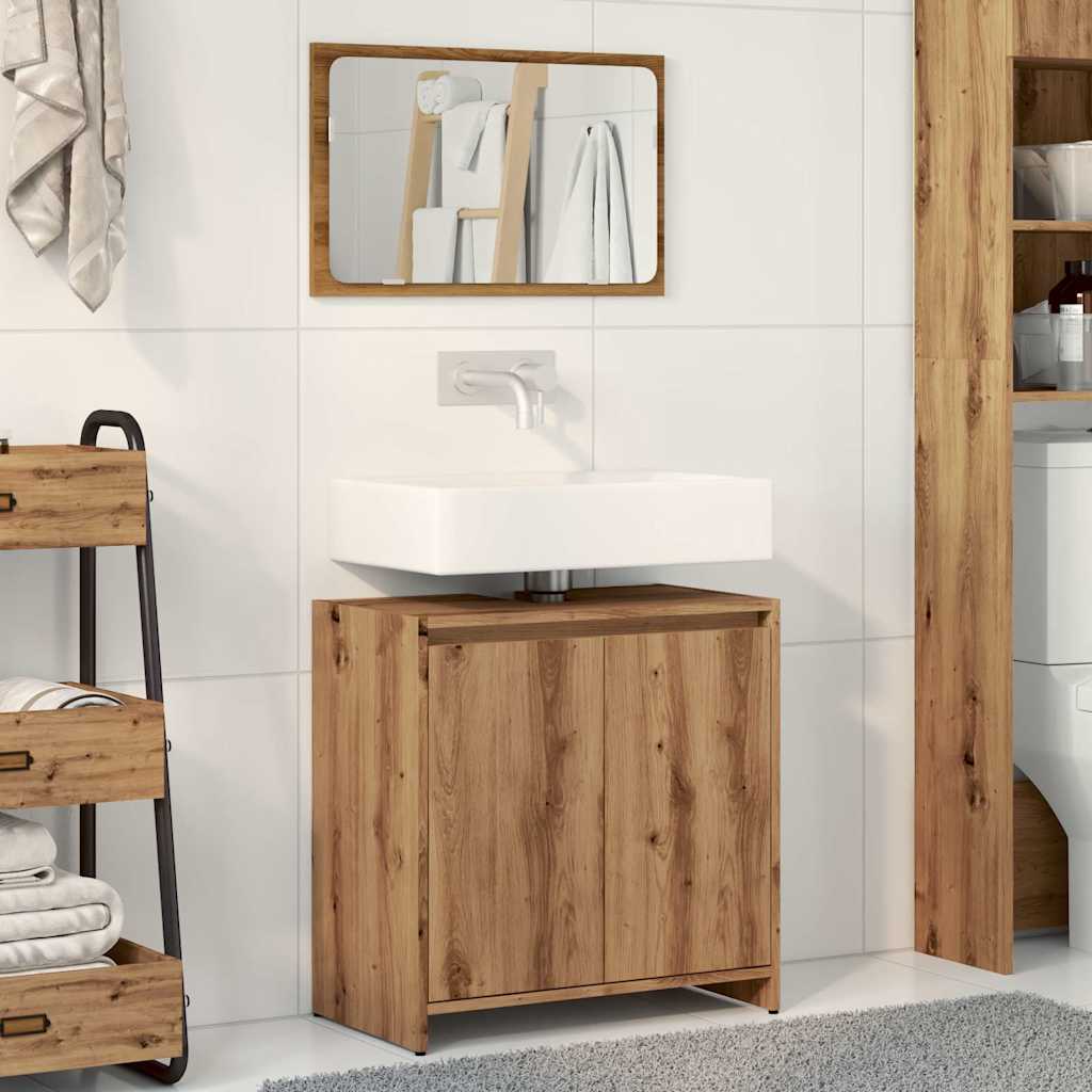 2-piece bathroom furniture set Artisan oak wood material