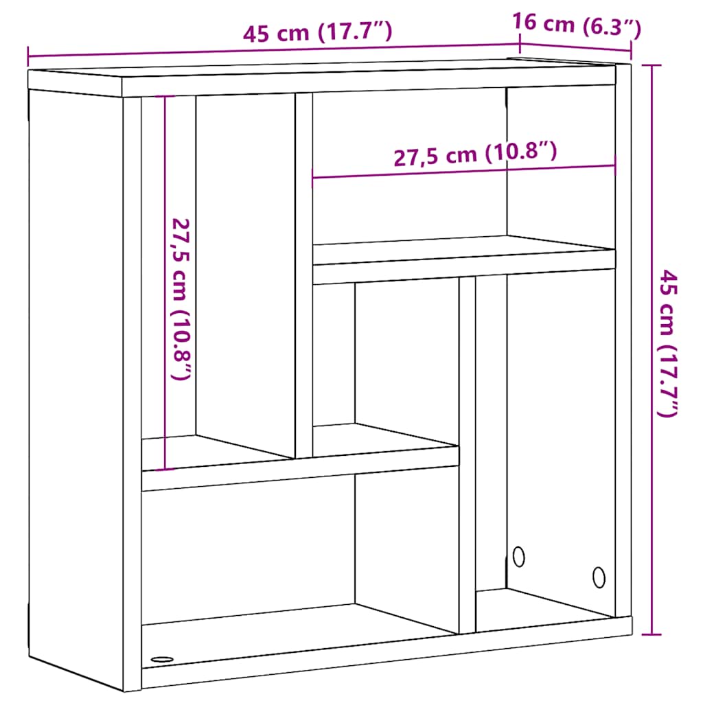 Wall shelf old wood look 45x16x45 cm wood material