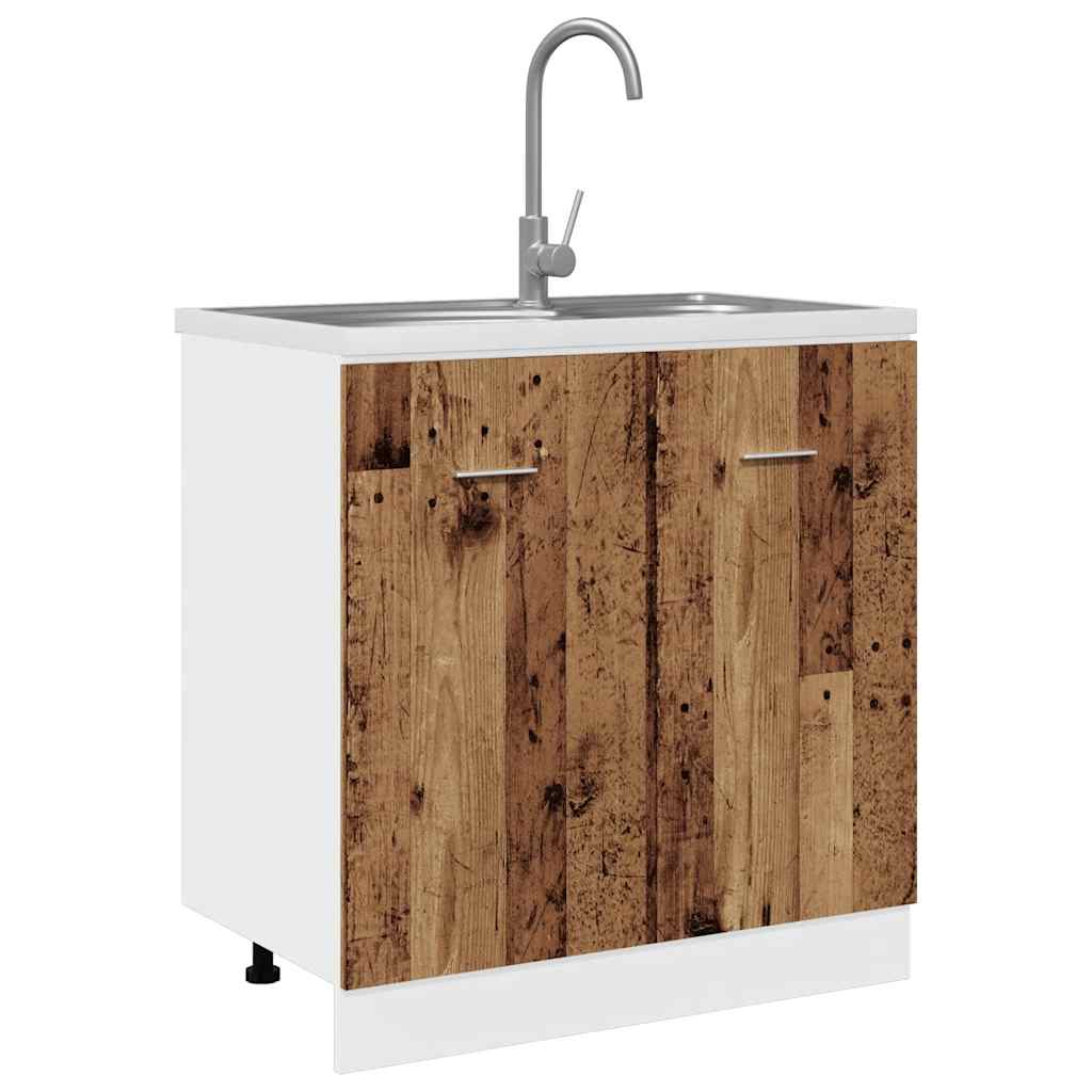 Spülenunterschrank Lyon Altholz-Optik 80x46x81,5 cm Holzwerkstoff