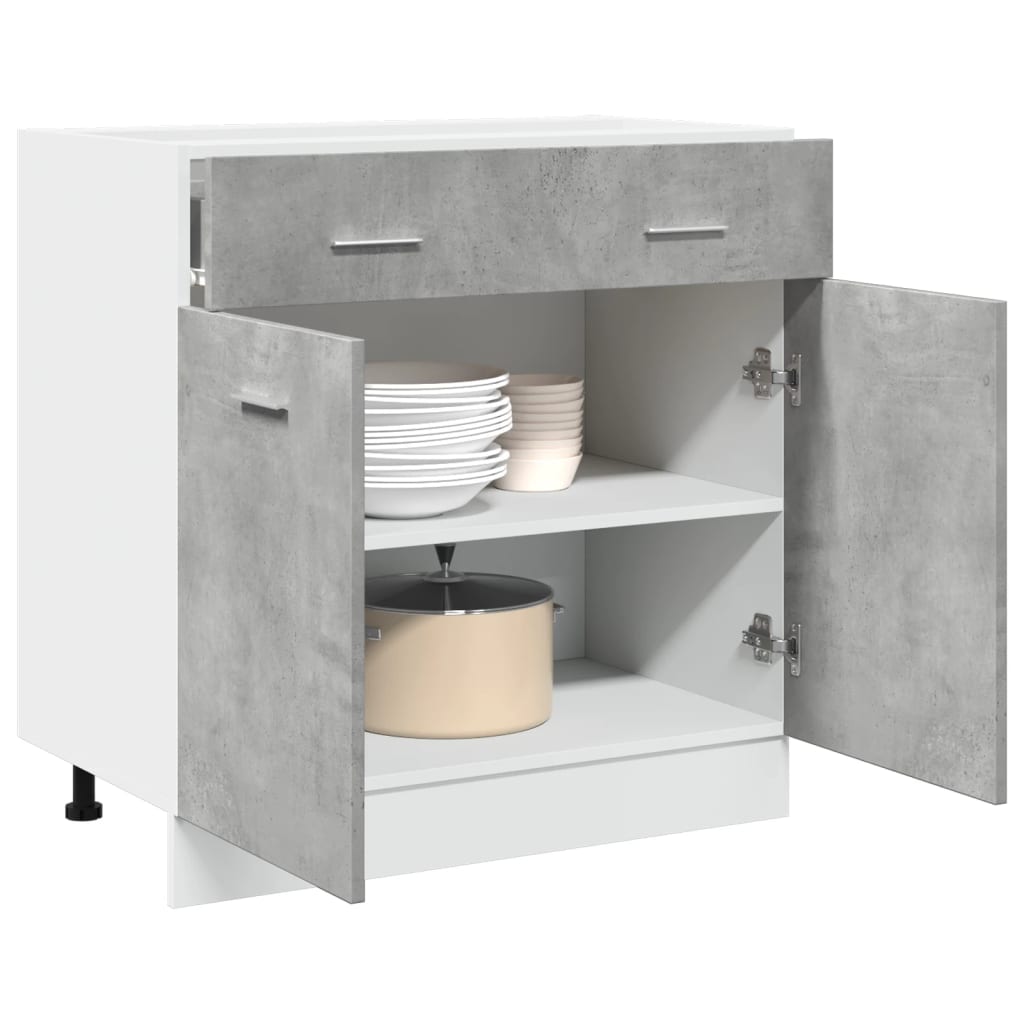 Schubunterschrank Lyon Betongrau 80x46x81,5 cm Holzwerkstoff