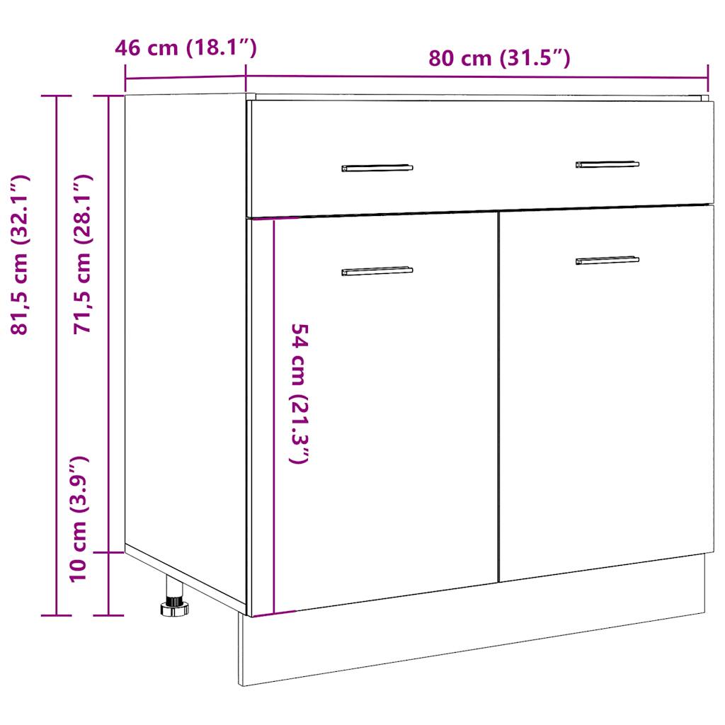 Lyon drawer base cabinet in old wood look 80x46x81.5 cm wood-based material