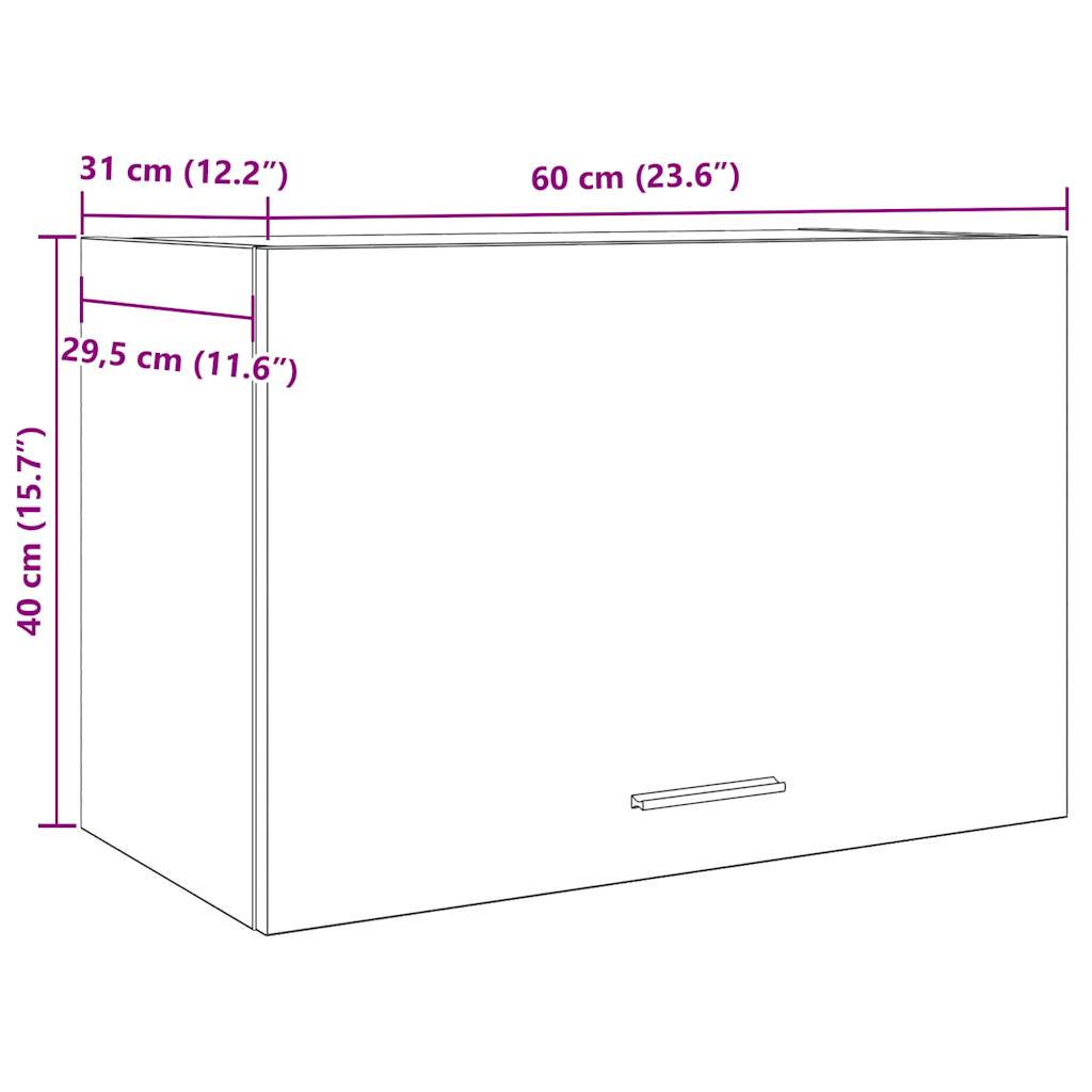 Hängeschrank Lyon Betongrau 60x31x40 cm Holzwerkstoff