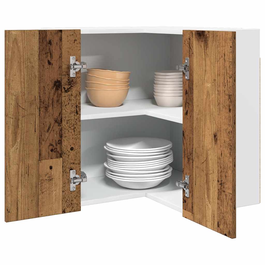 Corner wall cabinet Lyon reclaimed wood look 57x57x60 cm wood-based material