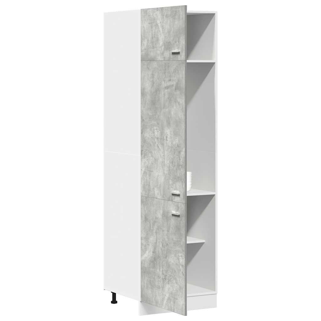Kühlumbauschrank Lyon Betongrau 60x57x207 cm Holzwerkstoff