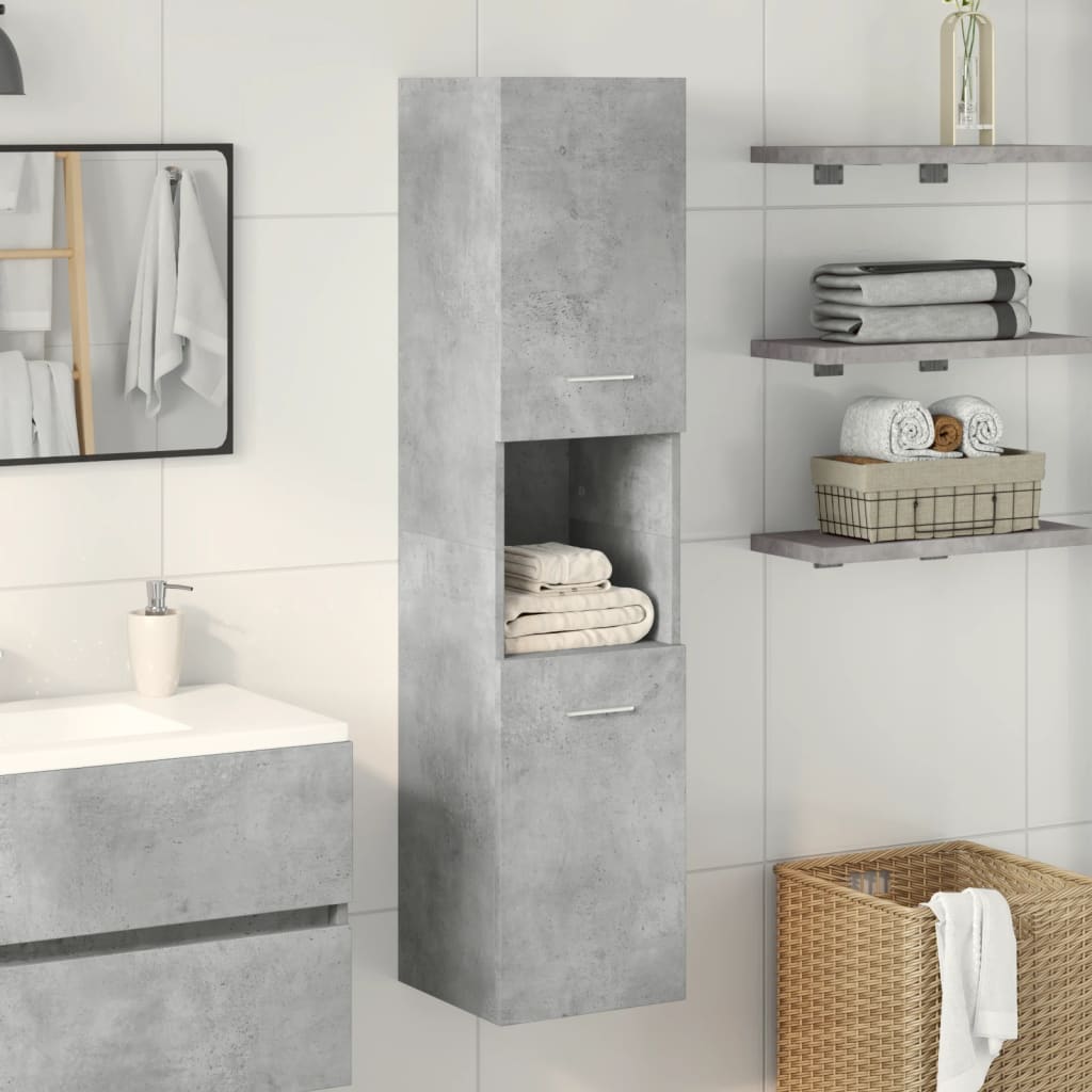 Bathroom wall cabinet concrete grey 30x30x130 cm wood material