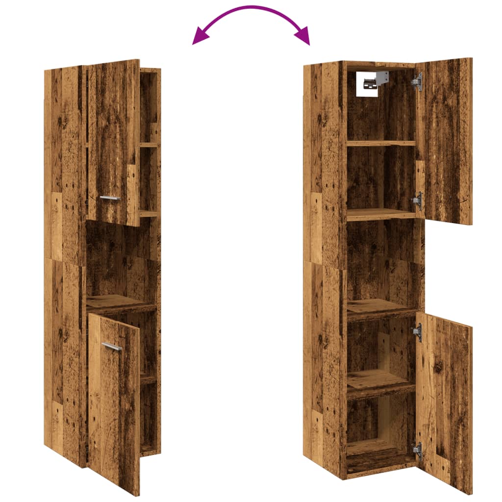 Bathroom wall cabinet old wood look 30x30x130 cm wood material