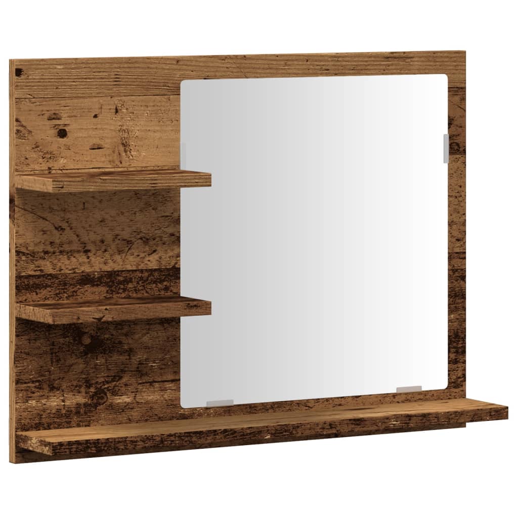 Bathroom mirror with shelves old wood look 60x10.5x45 cm