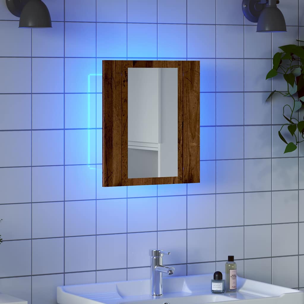 LED mirror cabinet old wood look 40x12x45 cm wood material