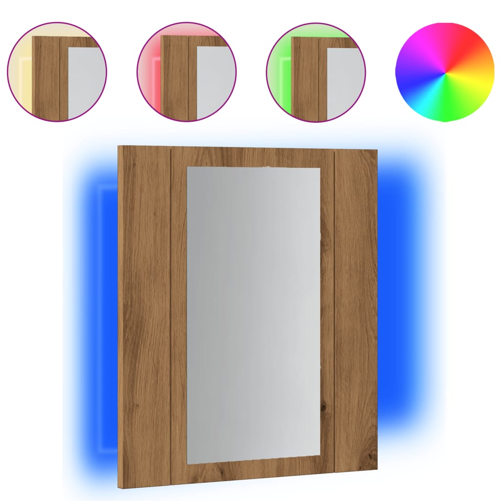 LED mirror cabinet Artisan oak 40x12x45 cm wood material