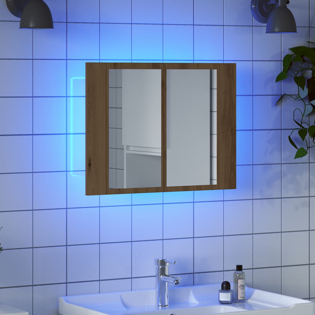 LED-Spiegelschrank Artisan-Eiche 60x12x45 cm Holzwerkstoff