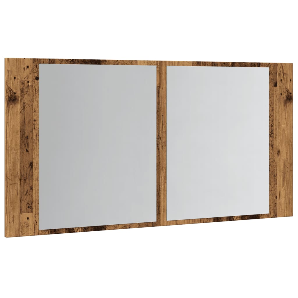 LED mirror cabinet old wood look 90x12x45 cm wood material