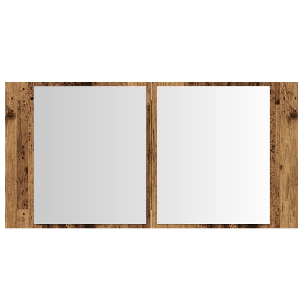 LED mirror cabinet old wood look 90x12x45 cm wood material