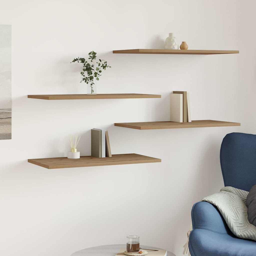Wandregale 4 Stk. Artisan-Eiche 60x30x1,5 cm Holzwerkstoff
