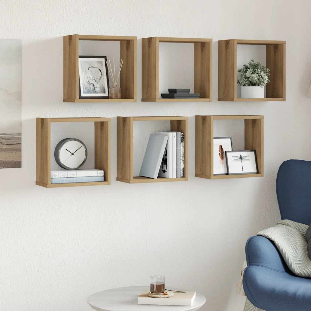 Würfel-Wandregale 6 Stk. Artisan-Eiche 30x15x30 Holzwerkstoff