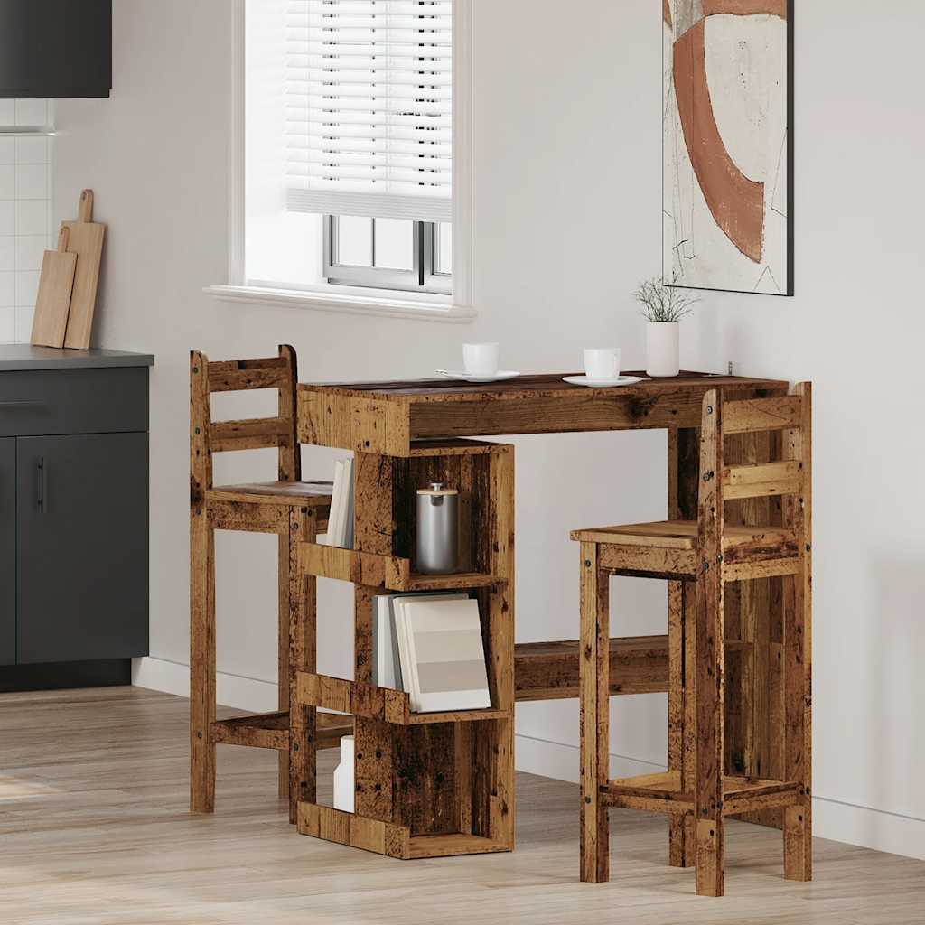 Bar table with shelf old wood look 100x48x101.5 cm
