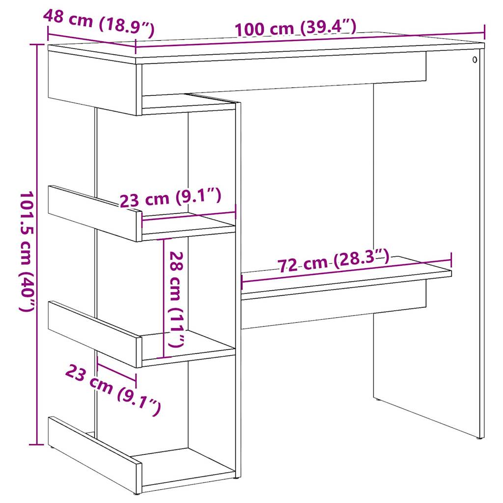 Bar table with shelf old wood look 100x48x101.5 cm