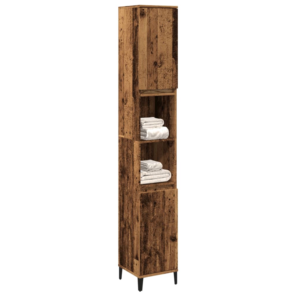 Bathroom cabinet old wood look 30x30x190 cm wood material