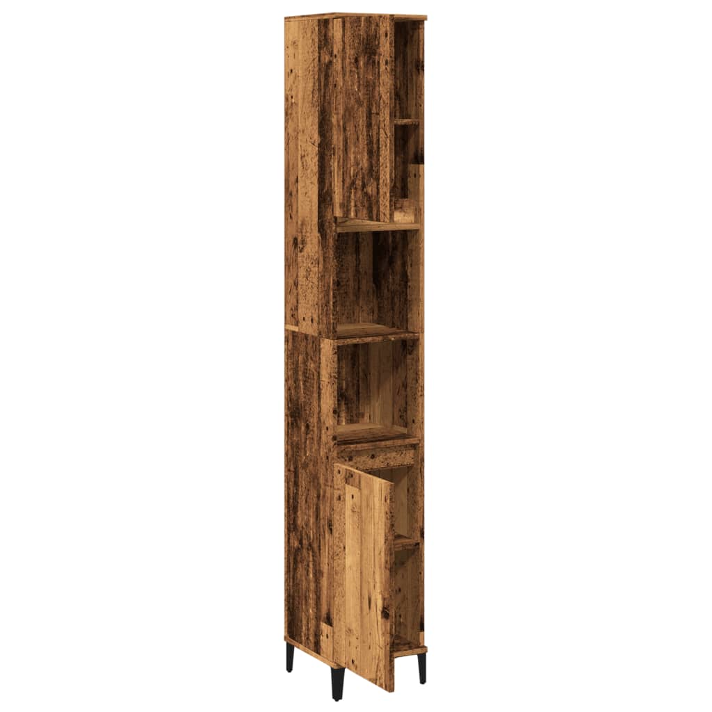 Bathroom cabinet old wood look 30x30x190 cm wood material