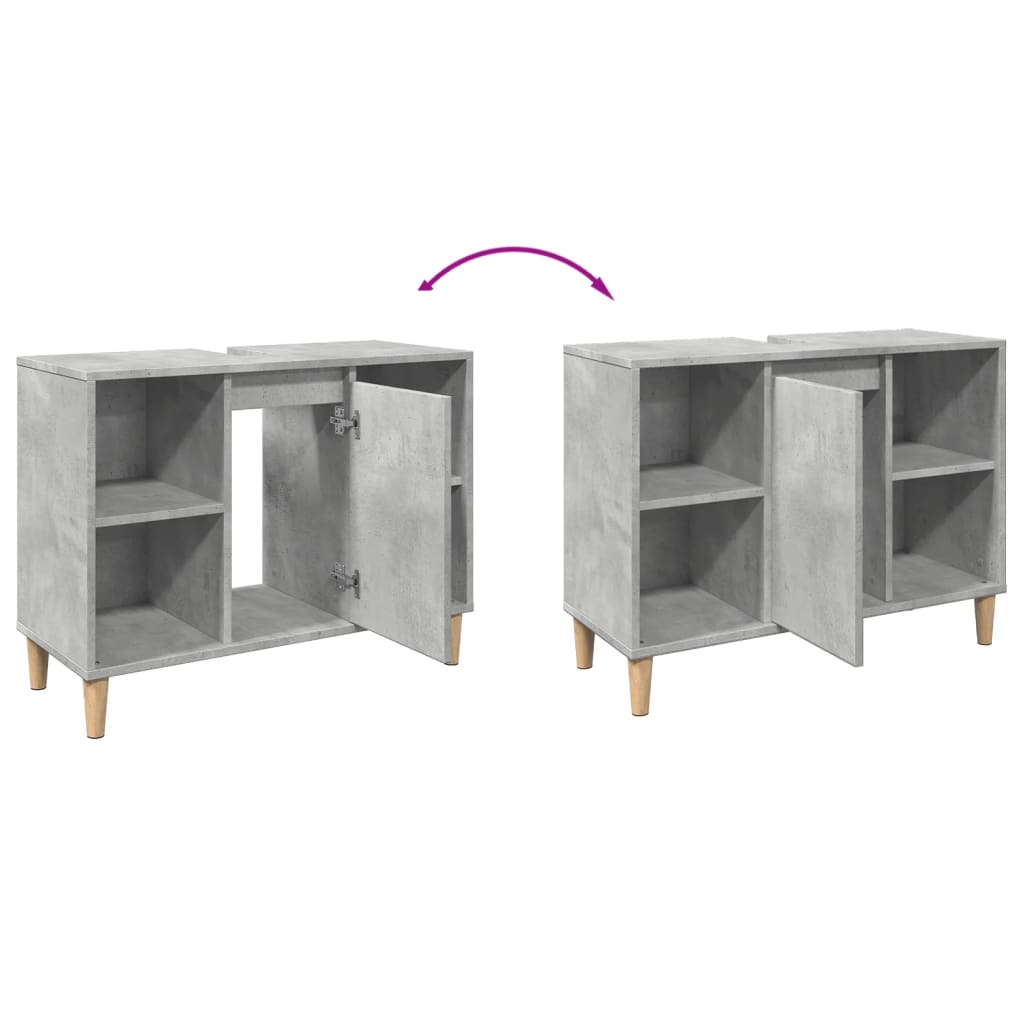 Bathroom cabinet concrete gray 80x33x60 cm made of wood