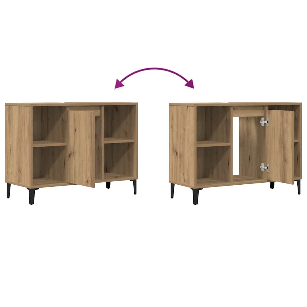 Waschbeckenunterschrank Artisan-Eiche 80x33x60 cm Holzwerkstoff
