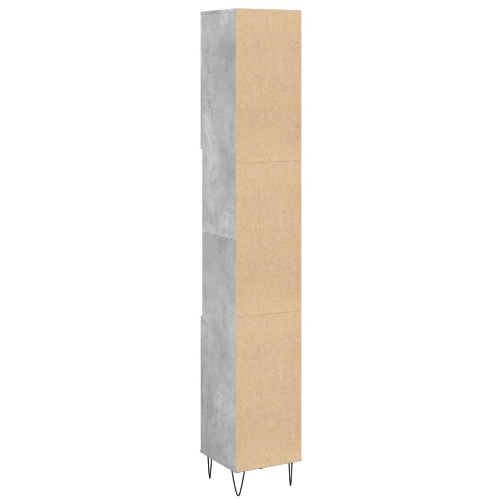 Bathroom cabinet concrete gray 30x30x190 cm made of wood