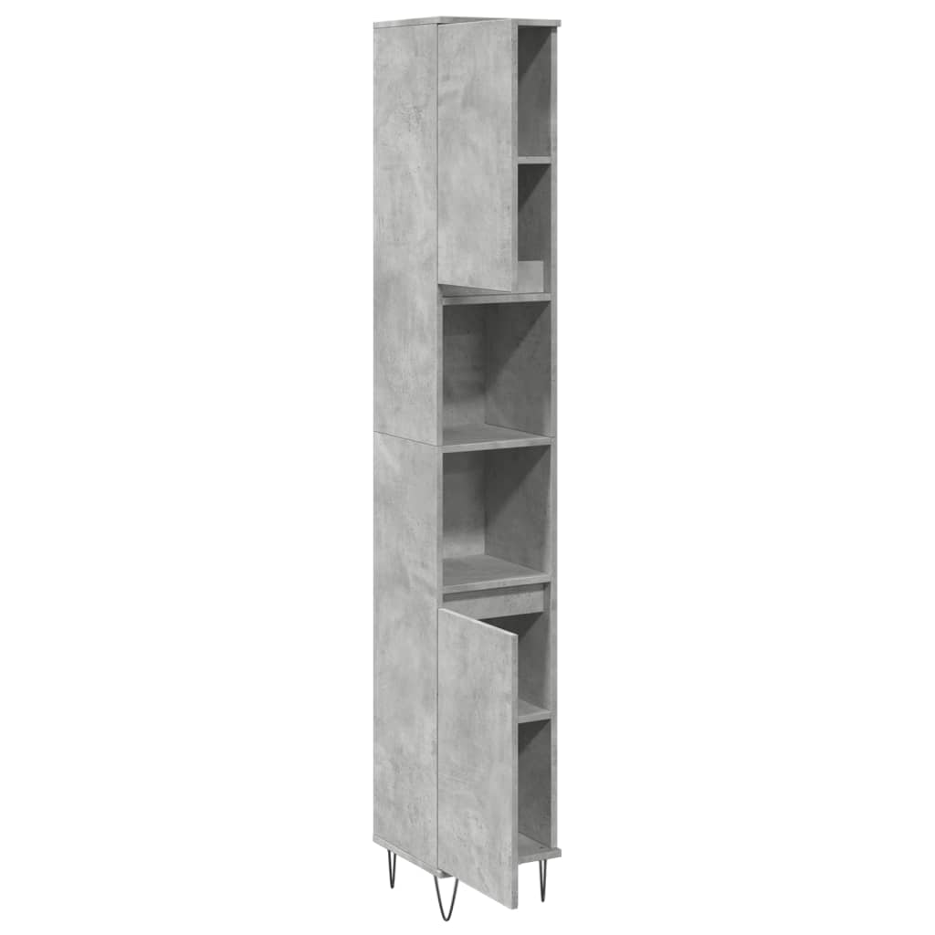 Bathroom cabinet concrete gray 30x30x190 cm made of wood