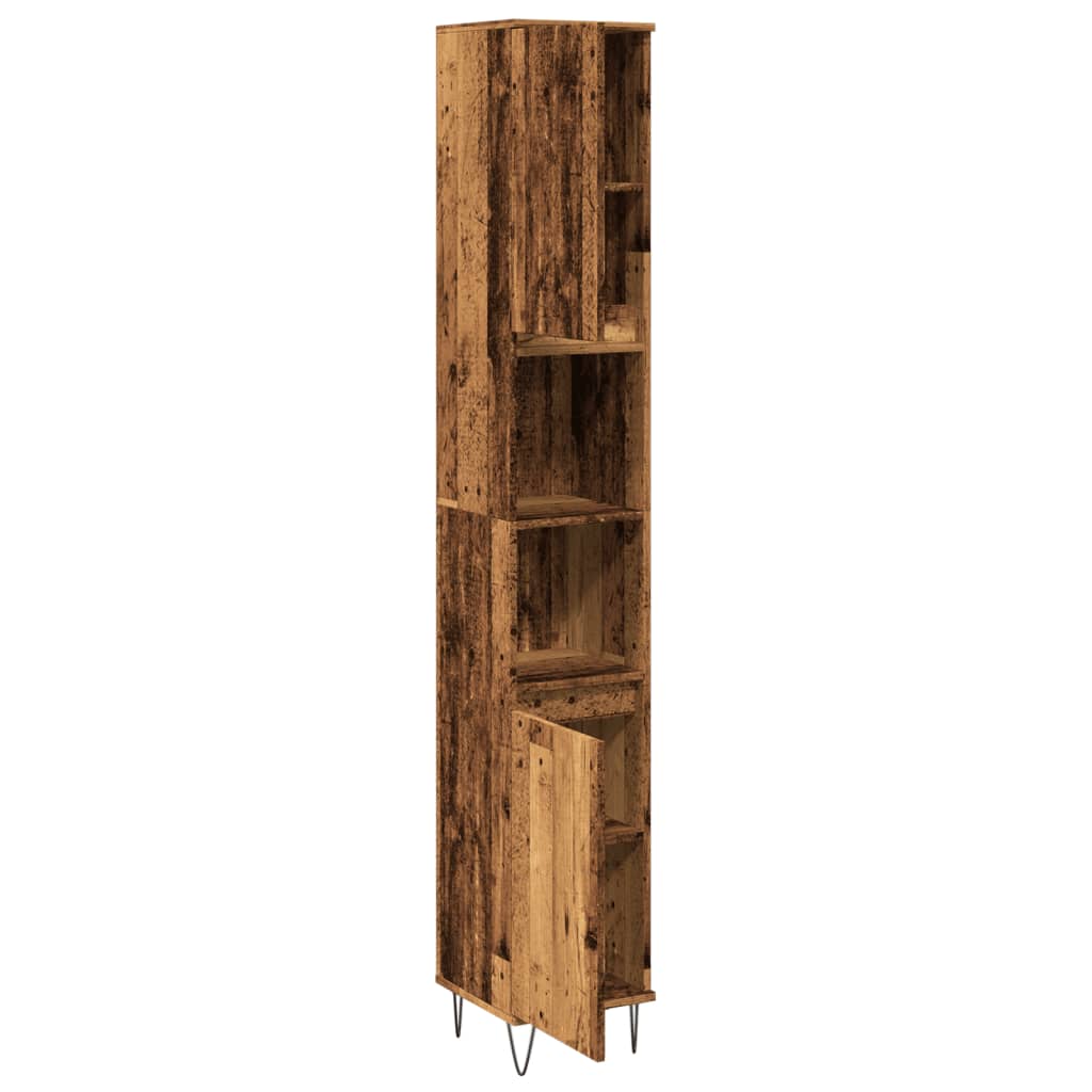 Bathroom cabinet old wood look 30x30x190 cm wood material
