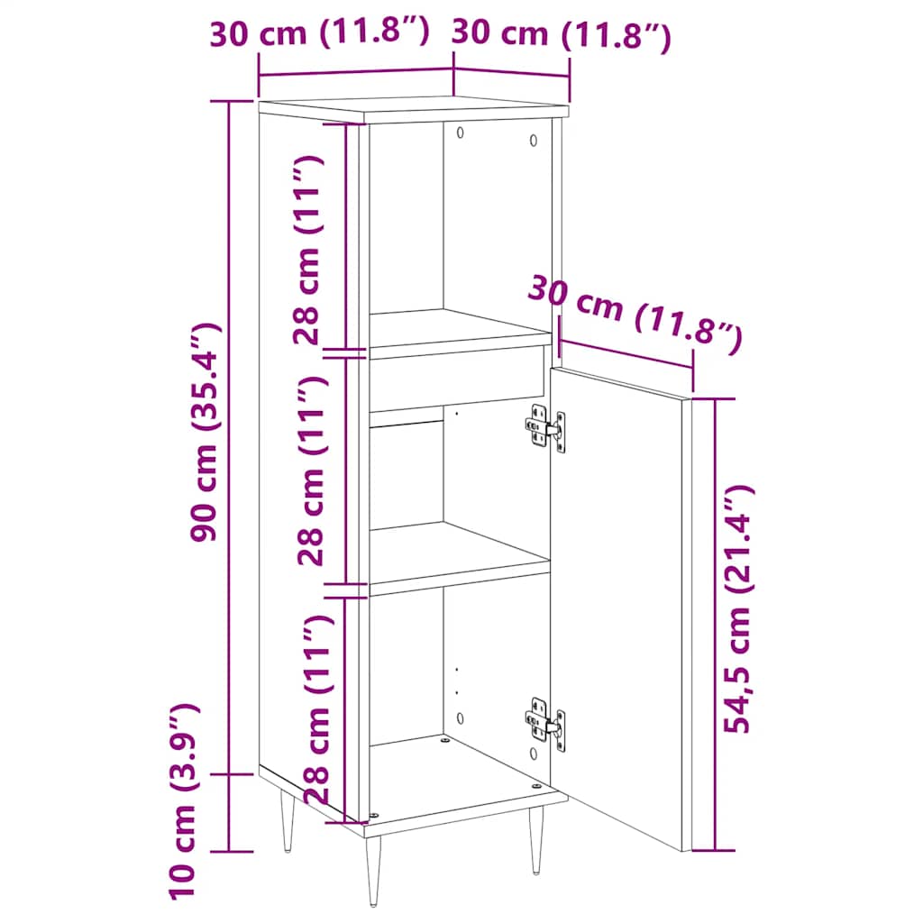 Badschrank Altholz-Optik 30x30x100 cm Holzwerkstoff