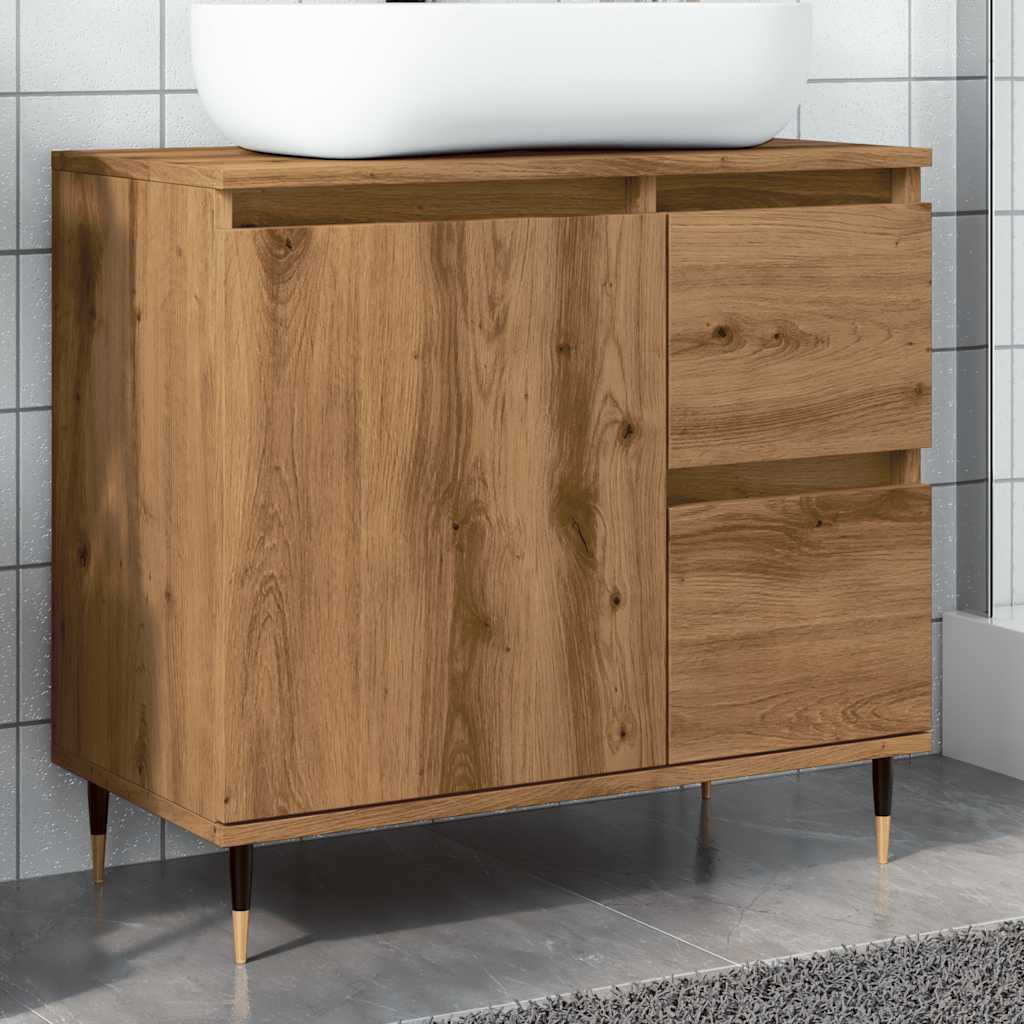 Artisan oak bathroom cabinet 65x33x60 cm made of wood material