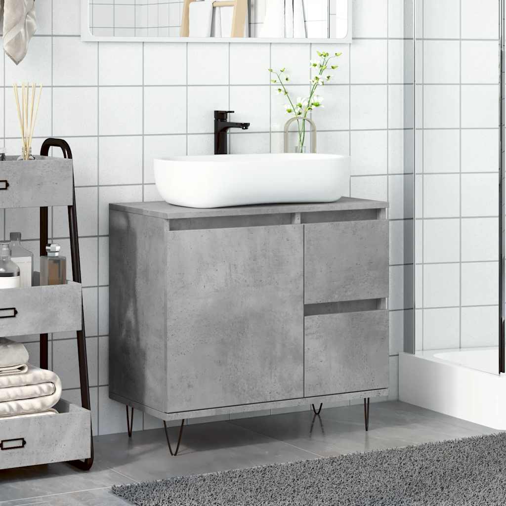 Washbasin base cabinet concrete grey 65x33x60 cm wood material