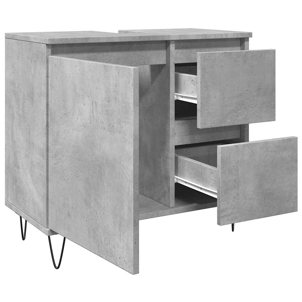Washbasin base cabinet concrete grey 65x33x60 cm wood material