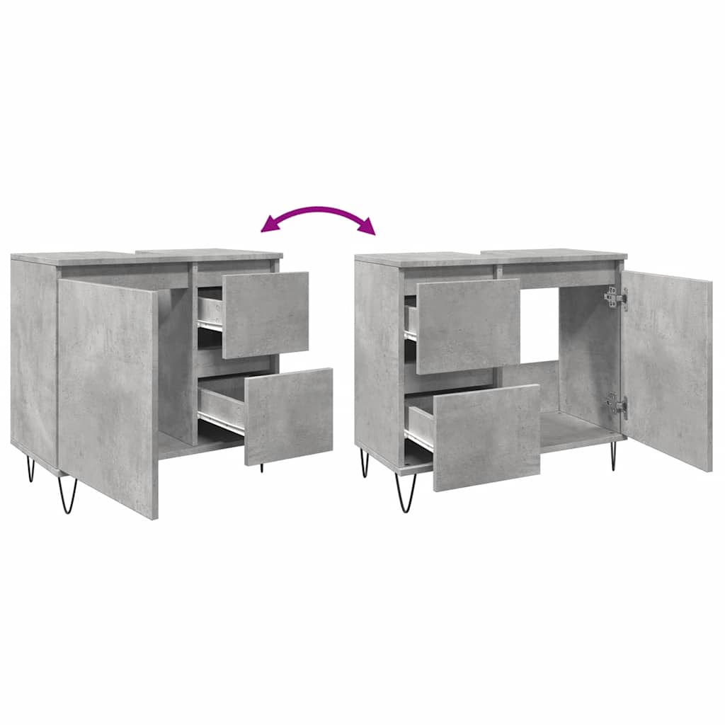 Washbasin base cabinet concrete grey 65x33x60 cm wood material