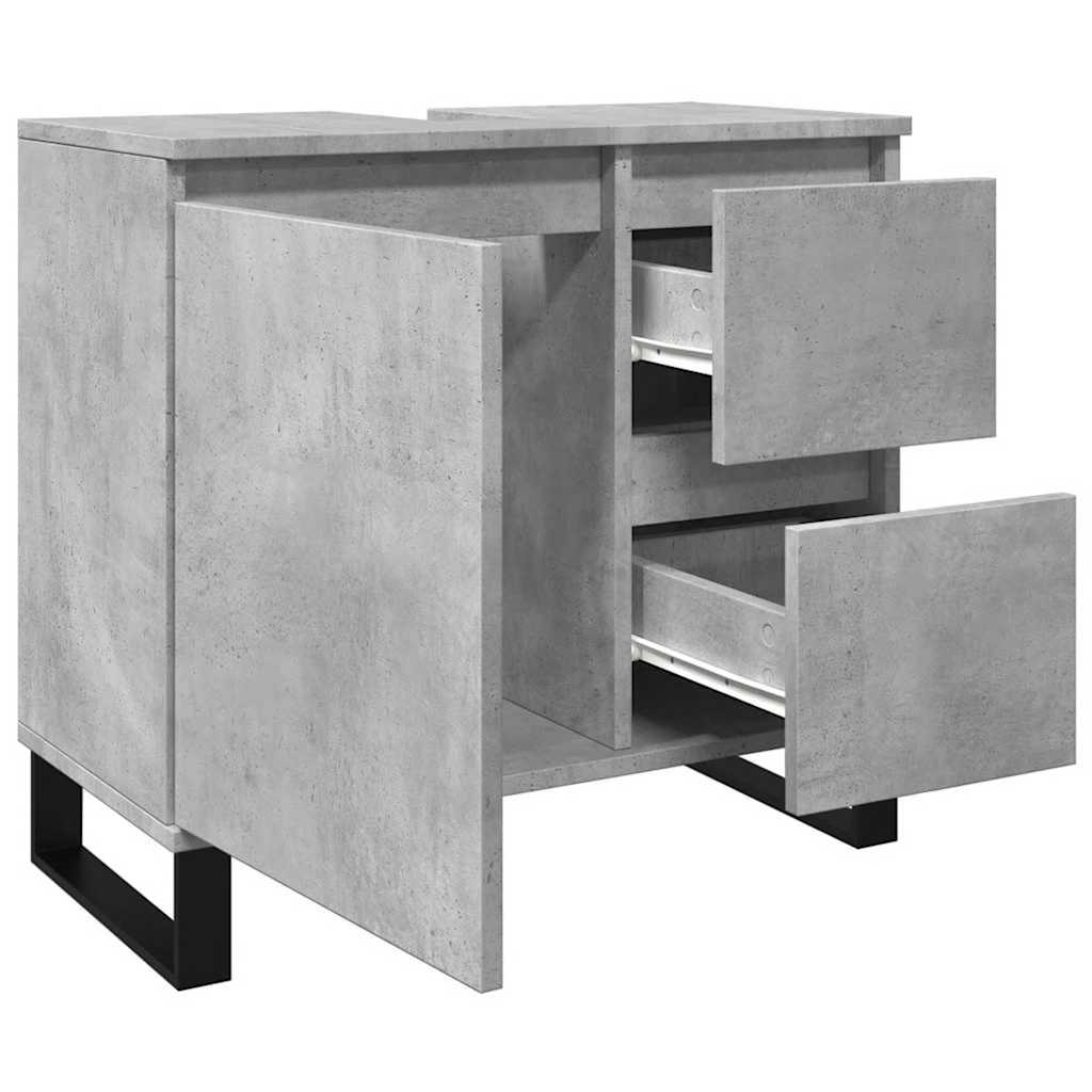 Waschbeckenunterschrank Betongrau 65x33x60 cm Holzwerkstoff