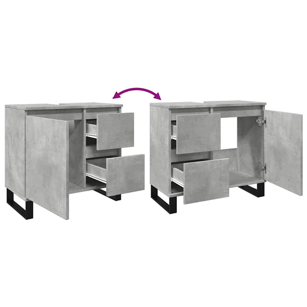 Waschbeckenunterschrank Betongrau 65x33x60 cm Holzwerkstoff