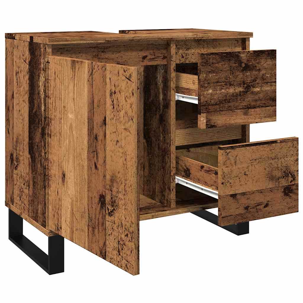 Waschbeckenunterschrank Altholz-Optik 65x33x60 cm Holzwerkstoff