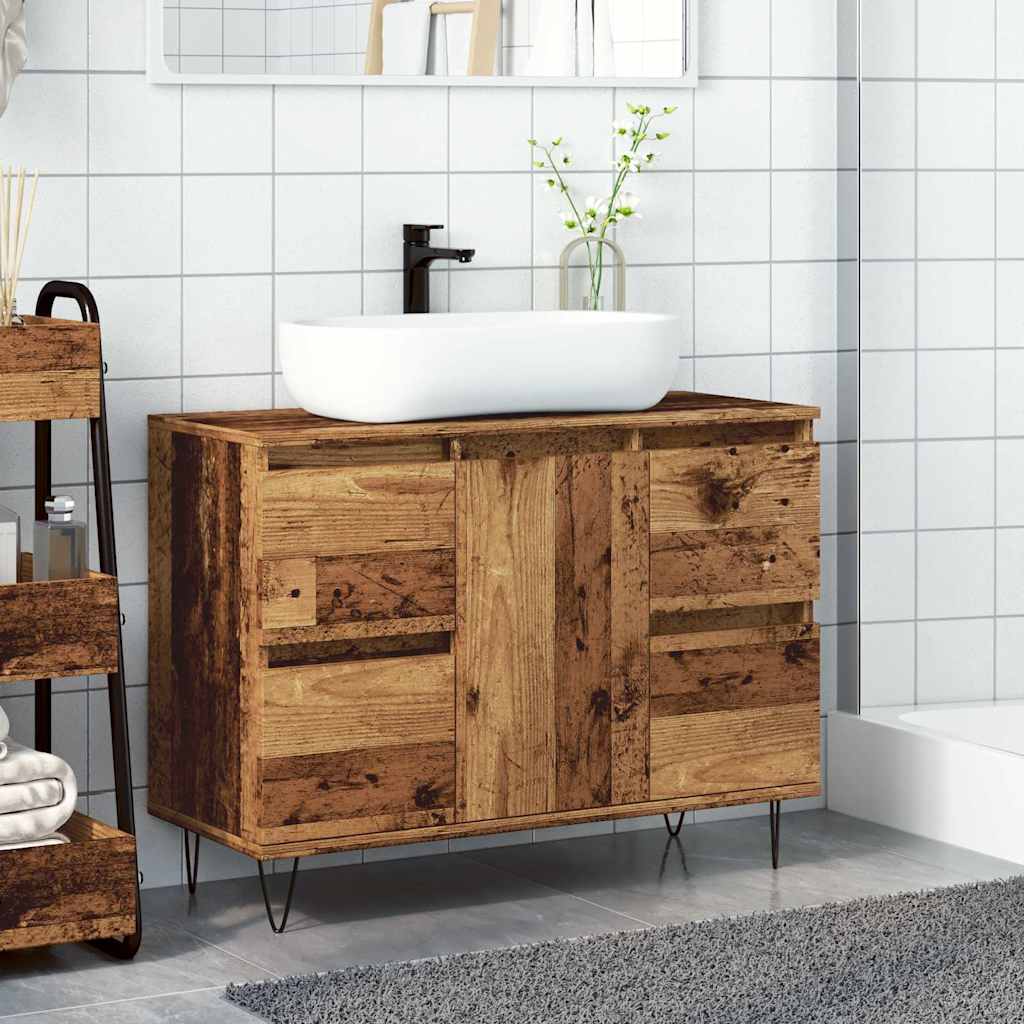 Bathroom cabinet old wood look 80x33x60 cm wood material