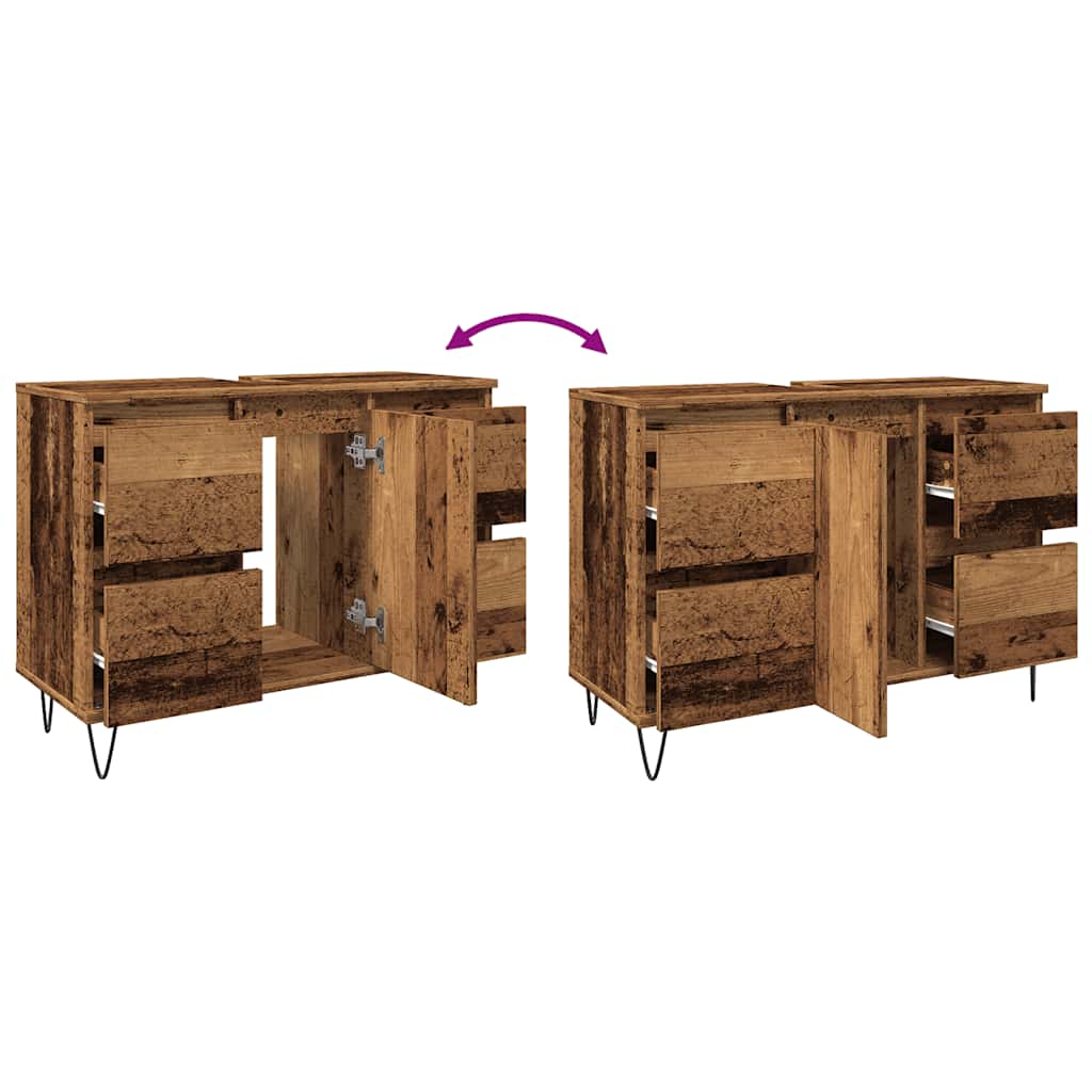 Bathroom cabinet old wood look 80x33x60 cm wood material