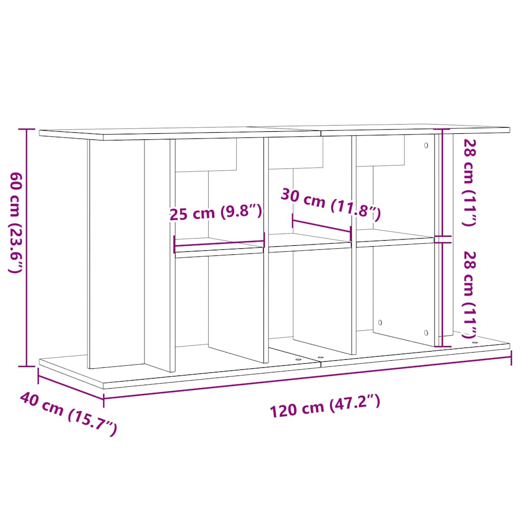 Aquarium stand old wood look 120x40x60 cm wood material