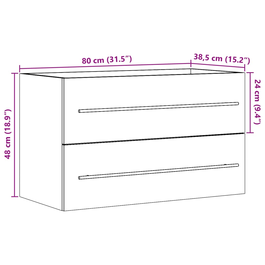 Waschbeckenunterschrank Beton Grau 80x38,5x48 cm