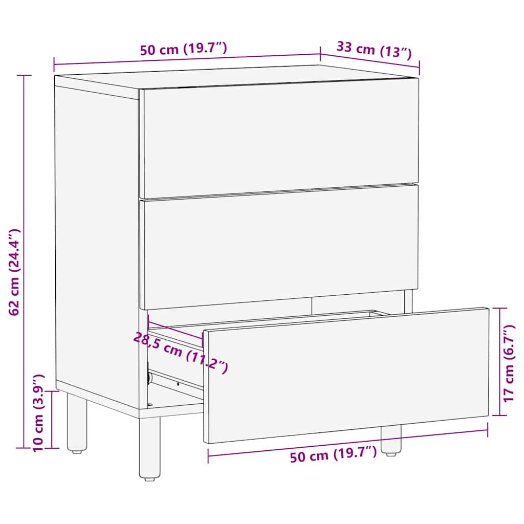 Nachttisch Braun 50 x 33 x 62 cm Akazie Massivholz