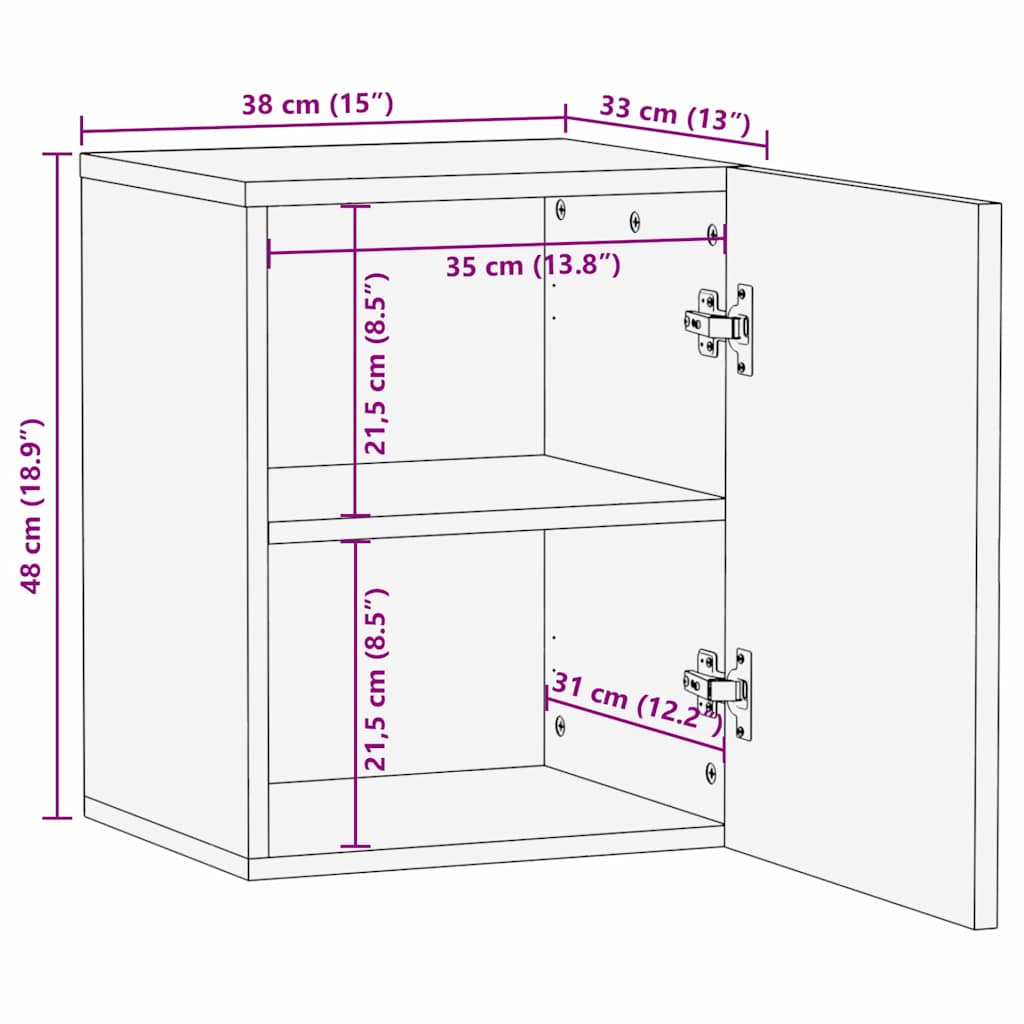 Badezimmer-Hängeschrank mit Regal Braun Massivholz Akazie