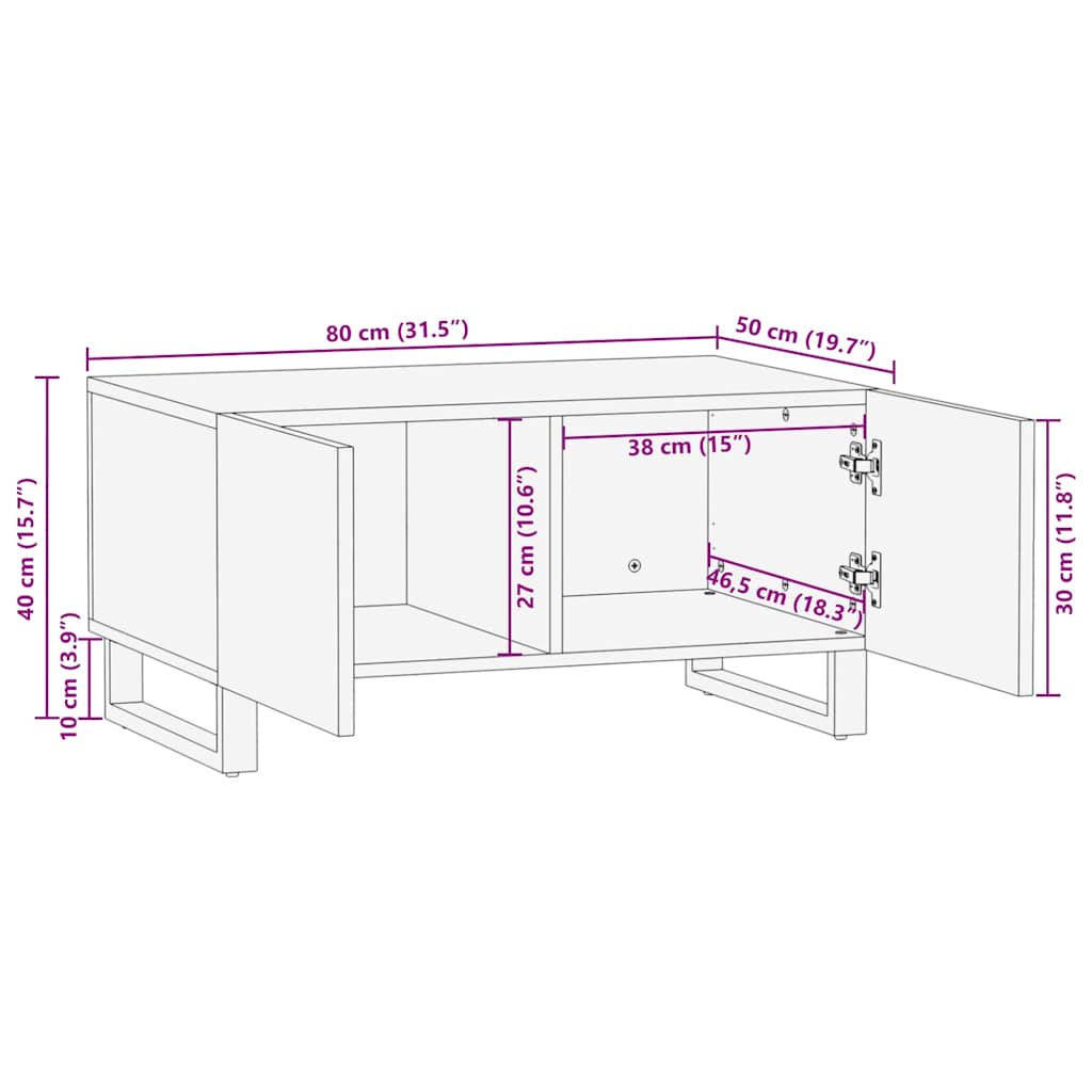 Couchtisch Braun und Schwarz 80 x 50 x 40 cm