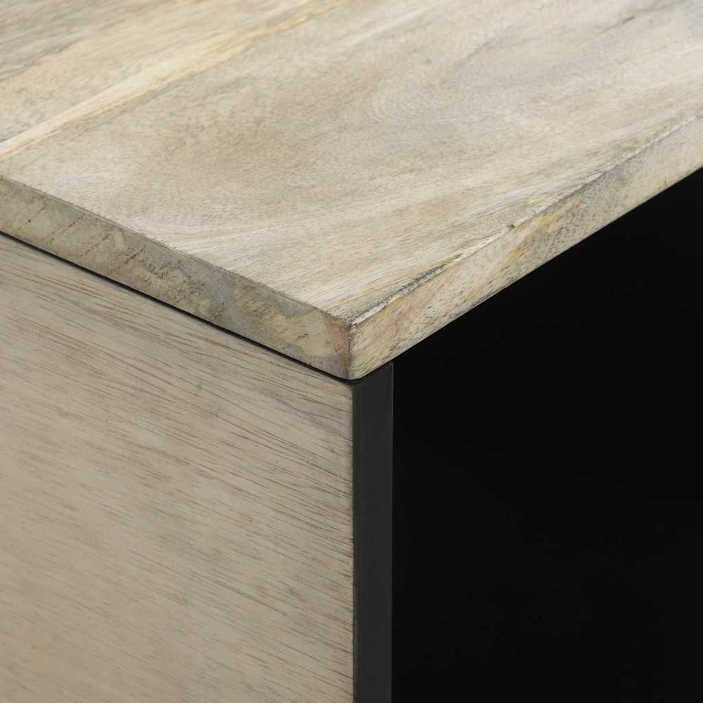 Couchtisch Weiß, Schwarz 80 x 50 x 40 cm massives Mangoholz