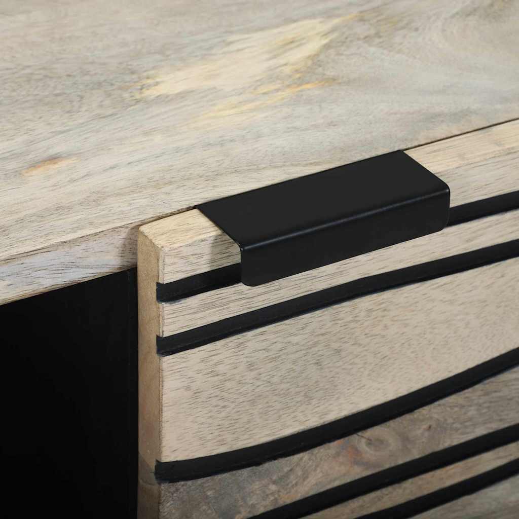 Couchtisch Weiß, Schwarz 80 x 50 x 40 cm massives Mangoholz