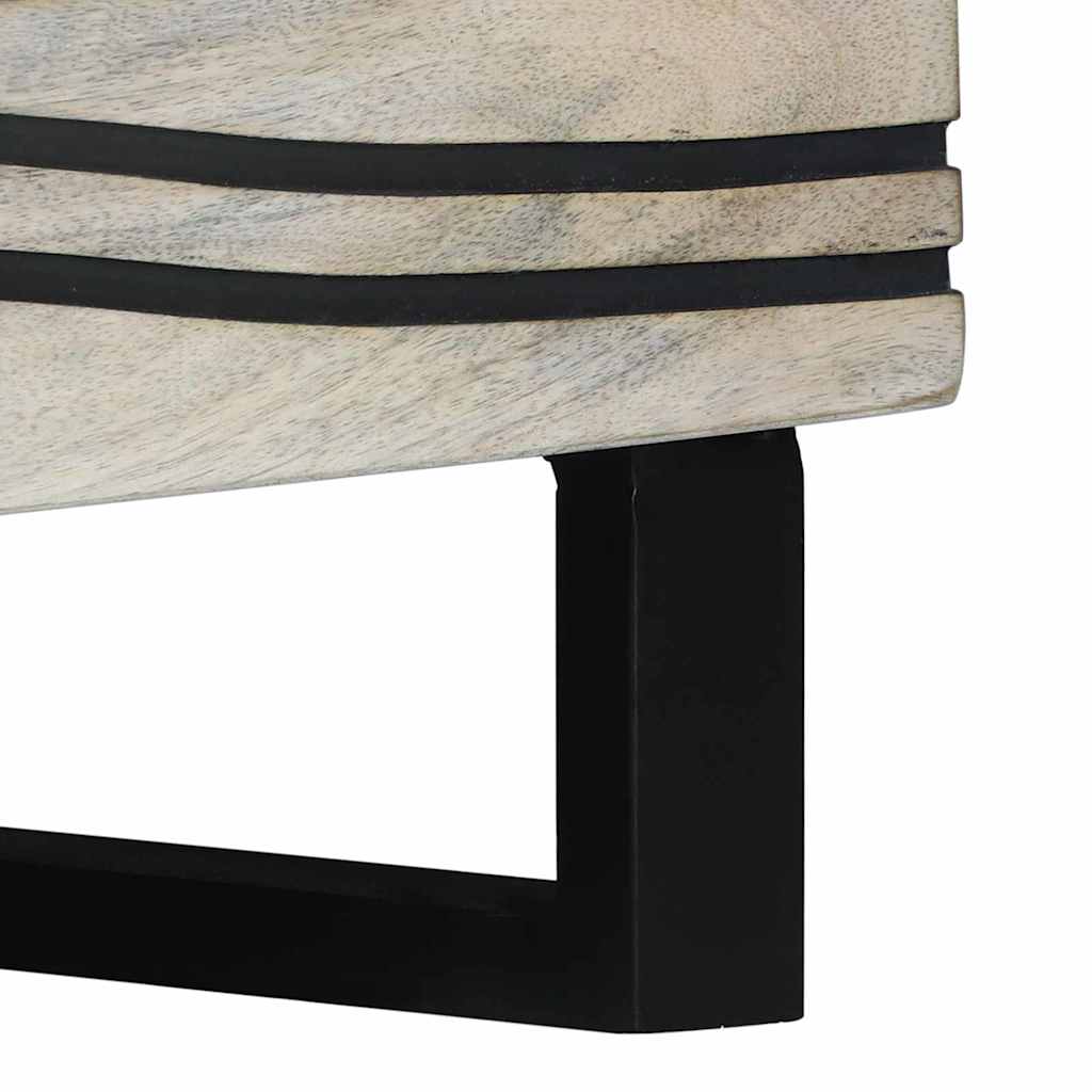 Couchtisch Weiß, Schwarz 80 x 50 x 40 cm massives Mangoholz