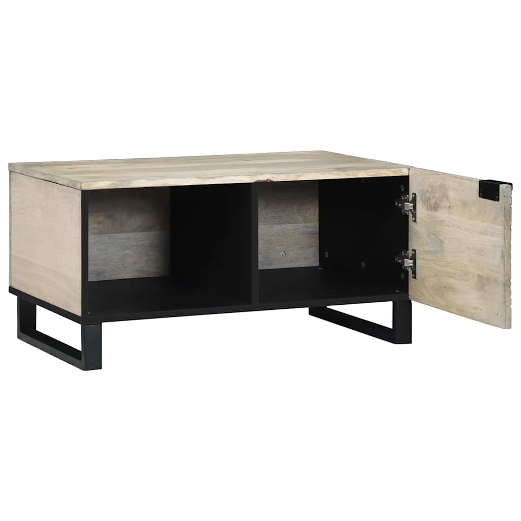 Couchtisch Weiß, Schwarz 80 x 50 x 40 cm massives Mangoholz